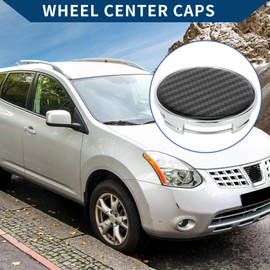 Hihaha Wheel Center Caps Hub Caps Rim Center Caps Plastic OD: 65mm/2.56" 1 Pc Gloss Silver Tone for Ford for Chevy with Black Carbon Fiber Pattern Sticker