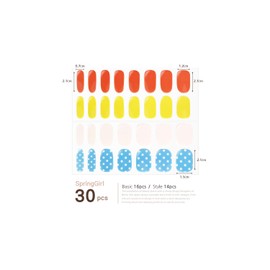 Beckystar Semi Cured Gel Nail Strips - Works with Any Nail Lamps, Salon-Quality, Long Lasting, Easy to Apply & Remove - Includes 2 Prep Pads, Nail File & Wooden Stick (polka girl)