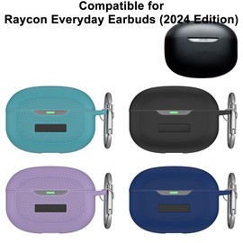 [Upgrade] VAEKNVG Silicone Case Compatible for Raycon Everyday Earbuds (2024 Edition), Shockproof Protective Earbuds Case with Carabiner Accessories (Purple)