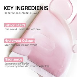 Mascarilla facial de colágeno, Salmón PDRN Cuidado de la piel coreano, mascarilla de hidrogel antienvejecimiento durante la noche, niacinamida reafirm