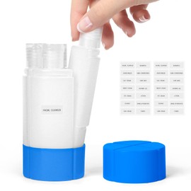 Olatay Travel Bottle, TSA approved 4-in-1 Leak-Proof Bottle, 4 * 60ml/2oz, with 2 Pre-printed Labels for Travel Gym Camping, Carry-On Travel Size Toiletries Shampoo Lotion Bottle for Women Men(Blue)