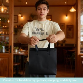 Chanseen 20Pcs Insulated Take Away Bags Disposable Cooler Bag Thermal Lunch Grocery Take Out Bags for Coffee Milk Tea Drink Food Delivery Party (Black, White)