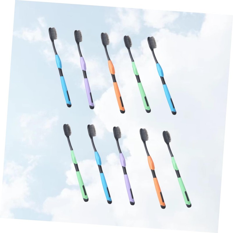NOLITOY 10pcs Super Soft Bamboo Charcoal Toothbrushes Household for Men