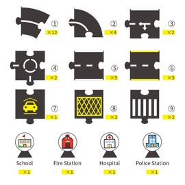 Jovi-mindly ＆Notchies 39 Pieces Cardboard Road Puzzle Car Track Flexible Race Track for Kids Car Truck/Kids Travel Toys/Stem Toys Activities for Ages 3+ Boy and Girl