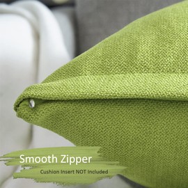 Top Finel Green Decorative Throw Pillow Covers,Soft Chenille Outdoor Cushion Covers for Couch Sofa Bed Living Room,Square 18 X 18 Inches Set of 2,Accent Pillows for Spring Home Decor