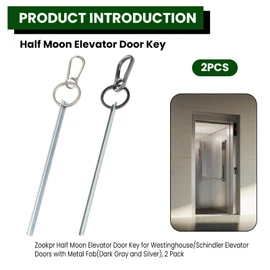 Zookpr Half Moon Elevator Door Keys for Westinghouse Schindler Elevator Door, Half-Moon Keys with Metal Fob (Dark Gray and Silver), 2 Pack