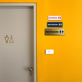 Signs ByLITA - Letrero de baño estándar para todos los géneros (negro) - Paquete grande de 1