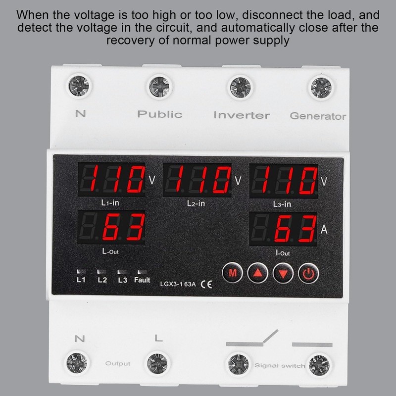 Generator Transfer Switch, Automatic Transfer Switch, Clear LED Display, 3