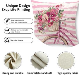 Cirzone Outdoor Pillow Covers Waterproof，18x18 Set of 4 Pink Floral Truck Print Outdoor Throw Pillows,Decorative Outdoor Cushion Covers for Funiture Patio Garden Home