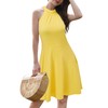 OUGES Women's 2025 Summer Fashion Yellow Halter Neck Sleeveless Tie