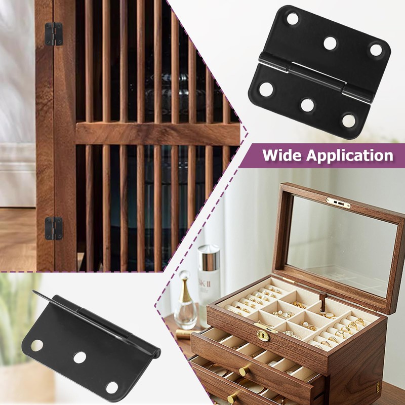 suiwotin 24pcs Butt Hinges Black Door Hinges, 1.5" x 1.3"