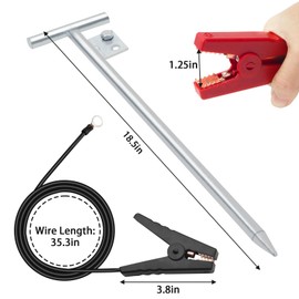 Electric Fence Wire Grounding Rod, Portable Ground Rod with Electric Fence Wire, Solar Electric Fence Lead Wire with Alligator Clip, for Energizer to Fence Wire & Ground System