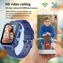 DDIOYIUR Smart Watch for Kids, 4G Phone Calling Text Messaging Child Phone Smartwatch with WiFi, Voice Video Chat, Bluetooth, Alarm, Pedometer, Wrist Watch for 4-16 Boys Girls Birthday Gifts.