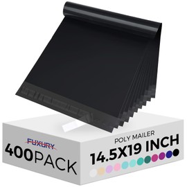 Fuxury 400 Pcs Poly Mailers 14.5x19 Inch, Bulk Shipping Bags for Clothing, Strong Adhesive Shipping Envelopes for Small Business Suppliers,Waterproof Mailers Poly Bags Mailing Envelopes Black