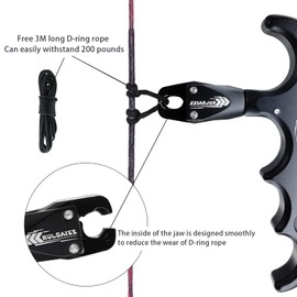 Disparador compuesto de ayuda de arco y cuerda de bucle D de 10 pies, 4 dedos, ajustable, para liberación de pulgar, ayuda de aleación de aluminio, para caza al aire última intervensión, tiro con arco para adultos