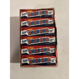 Bazooka Original 1987 Soft Bazooka Bubble Gum Vintage NOS Full Case Of 24 Packs Unopened