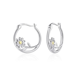 Philip Jones Sterling Silver Daisy Hoop Earrings