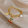 hotoo Charm Heart Chain Bracelet Dainty Cherry Pendent Bracelet For