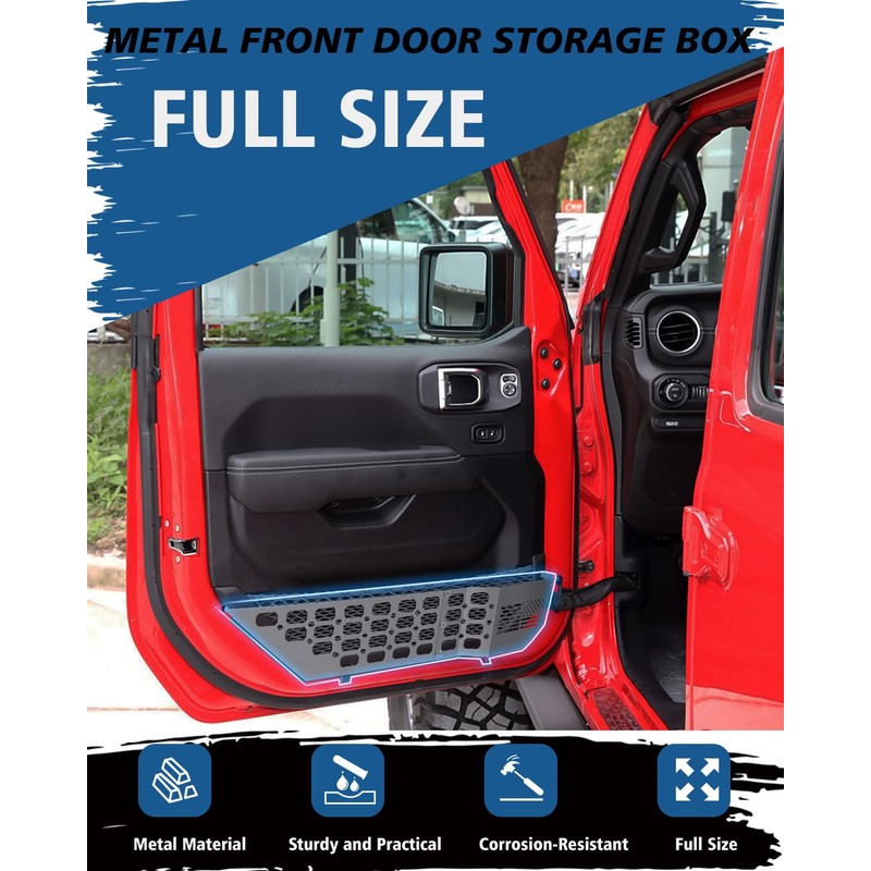 Metal Front Door Storage Box for Jeep Wrangler JL JLU