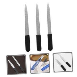 Baluue 3pcs Stainless Steel Manicure Files for Natural Toenails Double-sided Nail File Strip Nail Tools Tool Metal Toe