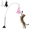 Unbranded 3pcs Cat Teaser Toy Set Suction Cup Feather Teaser