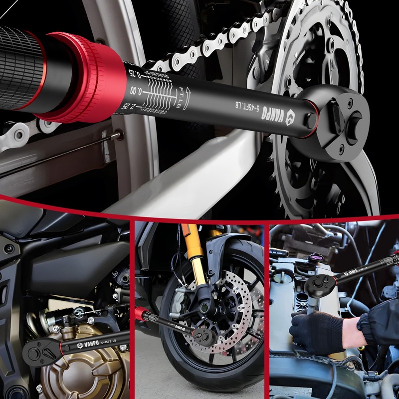VANPO 3/8-Inch Drive Click Torque Wrench, 5-45 Ft-Lb/6.8-61Nm, ±3% Accuracy,