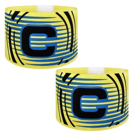 Ynaice Captains Armband, 2 Pcs Adjustable Elastic Sports Arm Bands Nylon Velcro Multicoloured Adult & Youths Football Soccer Captains Armband for All Sports |Yellow