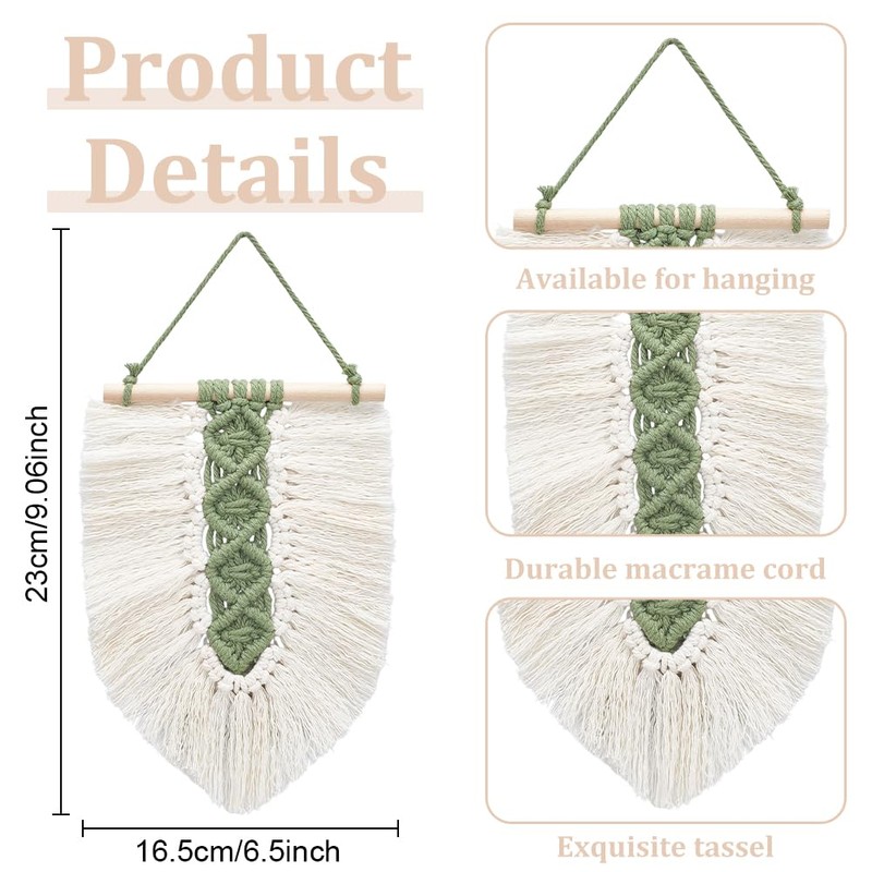 PLIGREAT 3 Sets DIY Macrame Leaves Wall Hanging Kit Macrame