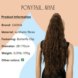 CAISHA 70 cm Extra Long Voluminous Wavy Clip-In Hairpiece Ponytail Braid Heat Resistant Synthetic Brown H724