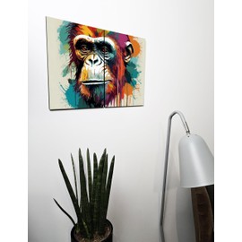 The Plum Penguin Dadaism-Inspired Abstract Ape Wall Art, Dual A4 MDF Panels, Bold Brushstrokes & Vibrant Accents Canvas Alternative 40 x 30cm