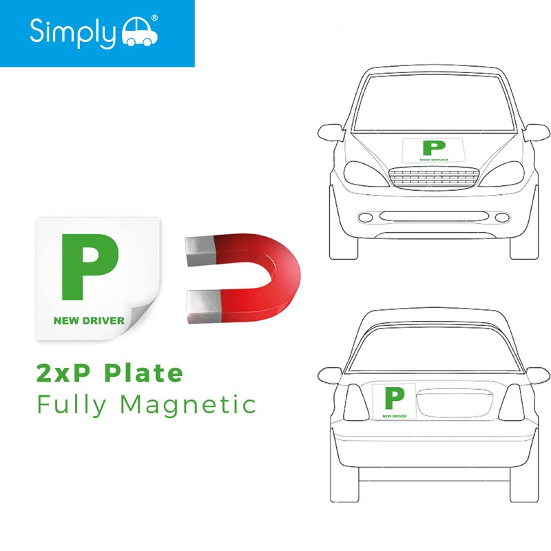 Simply TL1100 Pack of 2, Fully Magnetic Car P-Plates Twin