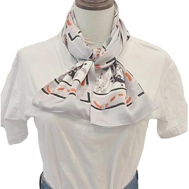 GIMIRO Satin Silk Scarf Double Layers 150 x 16 cm Tie Flowers Waist Belt for Blazer, Coat, Dress, 71# Silver Chain