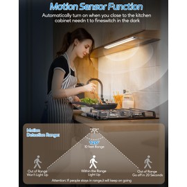 HIBOITEC Under Cabinet Lights - Motion Sensor, 3 Color Temperatures Wireless Rechargeable Night Lights, Dimmable for Kitchen, Wardrobe, Closets, Cupboard
