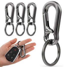 ASIRYVA 4 Pack Metal Keychain Key Rings,Keyring Clip,Zinc Alloy Carabiner Keyring, Carabiner Clips, Zinc Alloy Chain Clips Hook Holder Organizer for Men Women (Bright Gun Color)