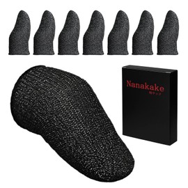 Nanakake Finger Sack, Ultra Thin Silver Fiber, 8 Pieces, Smartphone, Games, Sounds, Yubisaku, Ultra Sensitive, Finger Cover, Anti-Sweat Hands, Improved Control, Touch Feel, Gaming Experience, Compatible with All Smartphone/Tablets, Fast Response, Finger Sleeve (Black)
