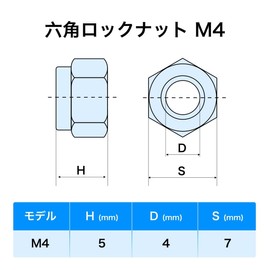 Winova Hex Lock Nuts Nylon Lock Nuts M4 Nuts 304 Stainless Steel Screw Nuts with Insert Nut Plate also Thickness 5mm Width 7mm 100pcs