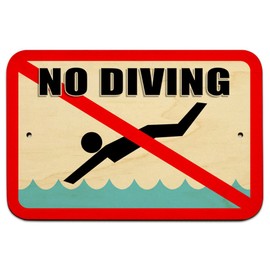 No Diving - Pool Area 9" x 6" Wood Sign