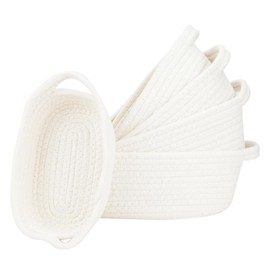 Mulaibdin 5 Pack Storage Basket Set, Cotton Rope Woven Baskets Storage Bins, Small Bathroom Organizers and Storage, White Decor Basket for Toy Gift Toilet Snack Plant Picnic (White)
