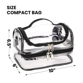 BORMELUN Clear Lunch Bag for work Transparent See Through Lunch Box for Kids,Double tote Black Stadium Approved