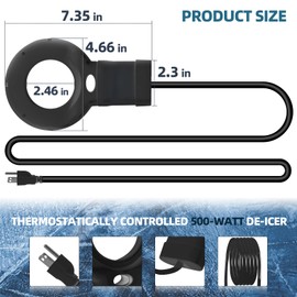SLASHCOOL Upgraded 500-Watt De-Icer - Submergible Cast Aluminum Utility De-Icer with Black Teflon Coating Film for Better Mineral Buildup and Corrosion Resistance