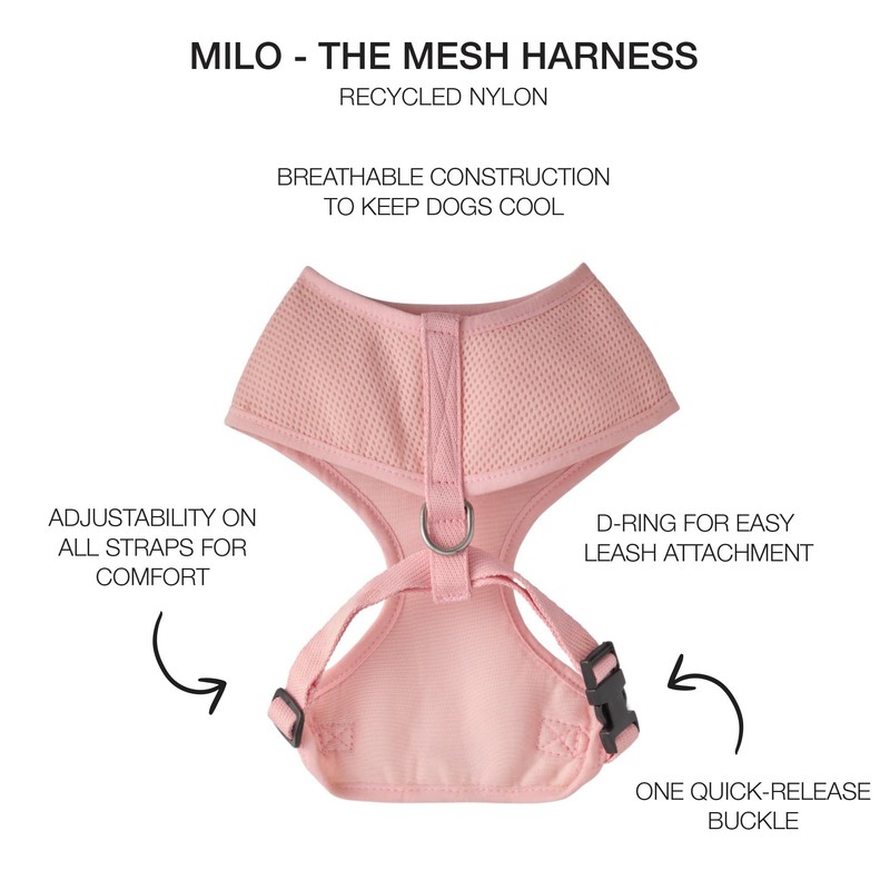 Pet Passion Milo - The MESH Harness, Pink, Medium