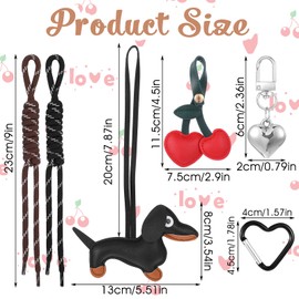 Giantree Dachshund Key Ring, Cute Leather Dachshund Heart Cherry Bag Pendant Dachshund Keychain Dachshund Pendant Lucky Charm Dachshund Gifts, black