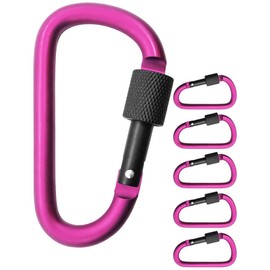 OUTDOOR SAXX Pack of 5 Large Screw Carabiners, Material Carabiners, 8 cm, Aluminium, Pink/Black