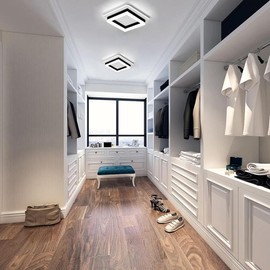 Square Modern Led Ceiling Light Fixture, 24W Black Flush Mount Hallway Ceiling Light Small Close to Ceiling Lamp for Living Room Bedroom Kitchen Balcony Cloakroom (Cool White, 6000K) - Color: Black,6000K