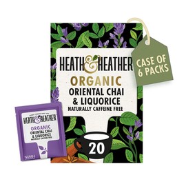 Heath & Heather - Organic Oriental Chai & Liquorice Tea • Spiced Herbal Blend with Sweet Liquorice • Naturally Caffeine-Free • Vegan • Multipack 6 x 20 Boxes (120 Tea Bags)