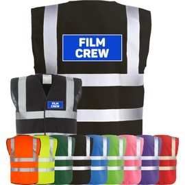 Corporate Togs FILM CREW Printed Hi-Vis Safety Waistcoat, High Visibility Safety Vest with 2 Band & Brace Reflective Strips, Fully EN471 Health & Safety Compliant - Safety Apparel