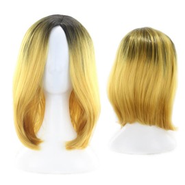 FRCOLOR Natural Gradient Bob Wig High Temperature Synthetic Lace Front Wigs for Women Daily Cosplay