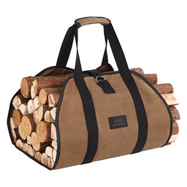 FEED GARDEN Firewood Carrier Bag Heavy Duty Waxed Canvas Log Carrier for Firewood Large Log Tote Fire Wood Carrying Bag with Handles for Easy Transport Carrying and Wood Stove Accessories