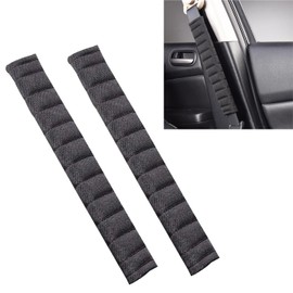 2PCS Juttzzei Seat Belt Pads, 13in/33cm Comfort Car Seat Belt Cover, Upgraded Linen Seat Belt Covers for Kids and Adults, Car Seat Strap Pads for Sedan SUV Trucks - Black
