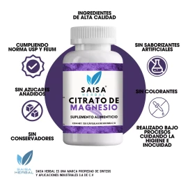 Saisa Herbal Citrato de magnesio y Citrato de Potasio 120 cápsulas cada uno sin sabor Saisa Herbal